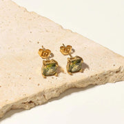 18K Gold Plated Stainless Steel Jewelry Gift Square Earrings Colorful Cubic Zirconia Stud Earrings