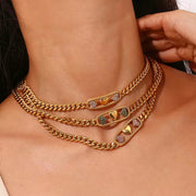 Valentine'S Day Gift Ideas 2024 Choker Necklace Set Hollow Zircon Stainless Steel Jewelry