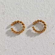 Tarnish Free Twisted 18K Gold Plated Ear Cuff Earrings Stainless Steel No Piercing Clip on Earrings
