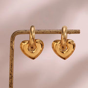 18K Gold Plated Chunky Heart Earring Tarnish Free Stainless Steel Earring Women Jewelry Making Supplies