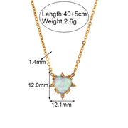 2024 Jewelry Heart Shape Opal Necklace Stainless Steel Jewelry Set for Women 18K Gold Plated Necklace Bracelet Earring