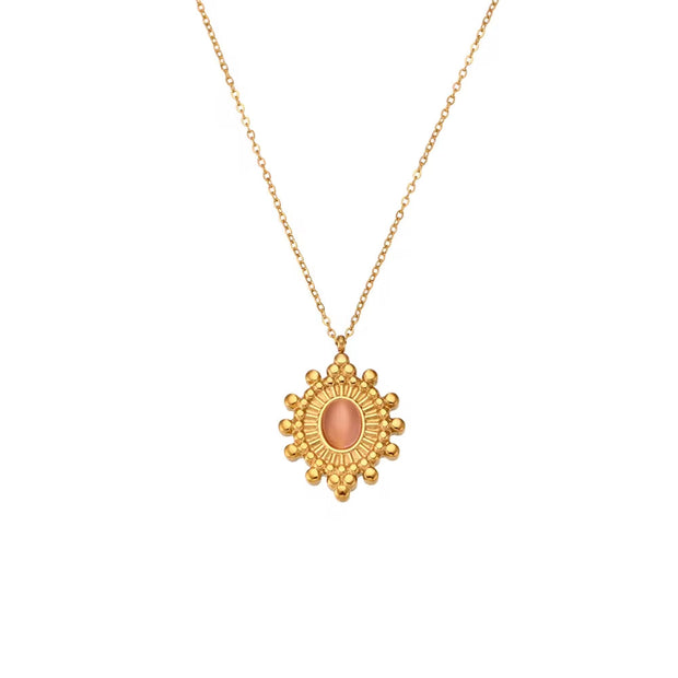 Wholesale Titanium Steel Necklace Set Tarnish Free Jewelry Natural Stone Zircon Pendant Necklace