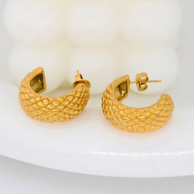 Wholesale18K Real Gold Plated Earrings Summer Unique Hypoallergenic Stainless Steel Vintage Design High Quality Earring