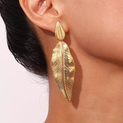 Trend 2024 Bohemian Earrings Gold Plated Earrings Leaf Drop Earring Stainless Steel Statement Jewelry