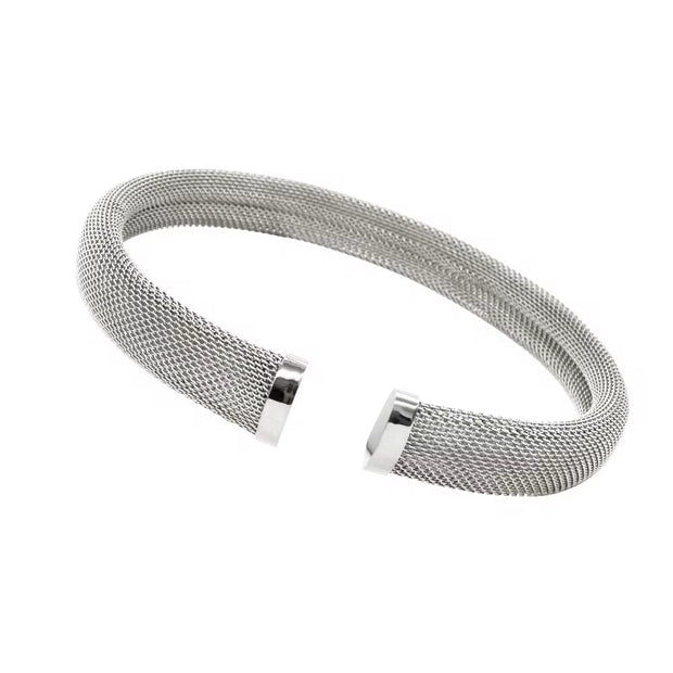 12Mm 16Mm Exquisite Thick Mesh Stainless Steel Jewelry Set Women'S Premium Pierced PVD 18K Plated Chunky Cuff Bracelet