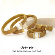 12Mm 16Mm Exquisite Thick Mesh Stainless Steel Jewelry Set Women'S Premium Pierced PVD 18K Plated Chunky Cuff Bracelet