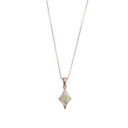 Vintage Engraved Rhombic Colorful Man-Made Opal Pendant Necklace 18K Gold Plated Stainless Steel Necklace Design Jewelry