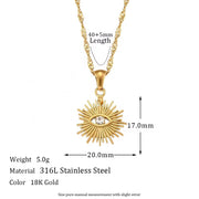 Water Proof Chic Evil Eye Necklace 18K Gold Plated Stainless Steel Zircon Pendant Necklace
