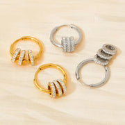 Trendy Multi-Circle Earrings Jewelry Women Dismountable Hoop Stainless Steel Earrings