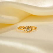 Trendy Devil'S Eye Cubic Zirconia Open Ring 18K PVD Gold Plated Stainless Steel Czs Ring for Women