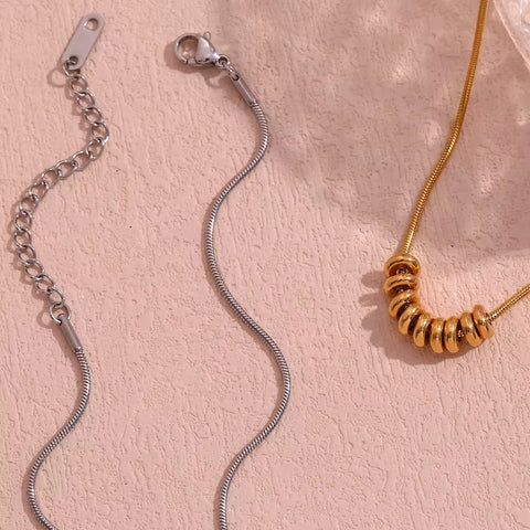 Waterproof Necklace PVD Gold Plated Beads Necklace Non Tarnish Stainless Steel Jewelry Collier En Acier Inoxydable