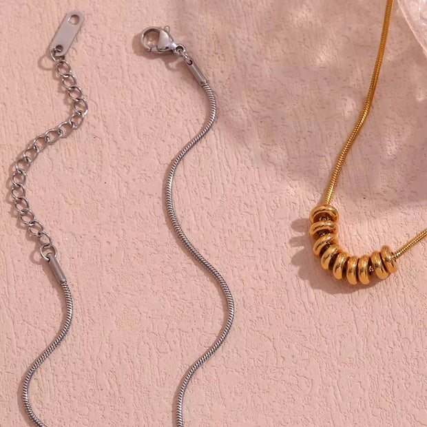 Waterproof Necklace PVD Gold Plated Beads Necklace Non Tarnish Stainless Steel Jewelry Collier En Acier Inoxydable