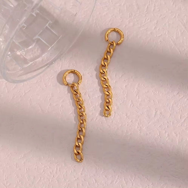 Vintage Dangle Gold Plated Figaro Chain Tassel Drop Earring Tarnish Free Stainless Steel Summer Jewelry