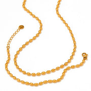 Wholesale Custom Stainless Steel Jewelry 18k Pvd Gold Plated Oval Rice Bead Link Chain Bracelet Necklace For Women