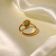 White Pearl Shiny Cubic Zircon SunFlower Ins Fashion 18K PVD Gold Plated Stainless Steel Stacking Ring