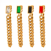 Trendy 18k Gold Plated Earring Colorful Zircon Drop Long Chain Tassels Stainless Steel Earrings For Women
