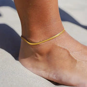 Wholesale Snake Chain Anklet 18k Gold Plated Stainless Steel Multilayer Ladies Anklet