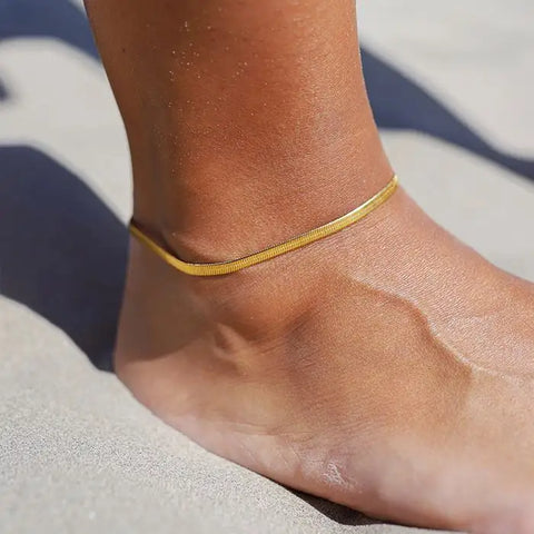 Wholesale Snake Chain Anklet 18k Gold Plated Stainless Steel Multilayer Ladies Anklet