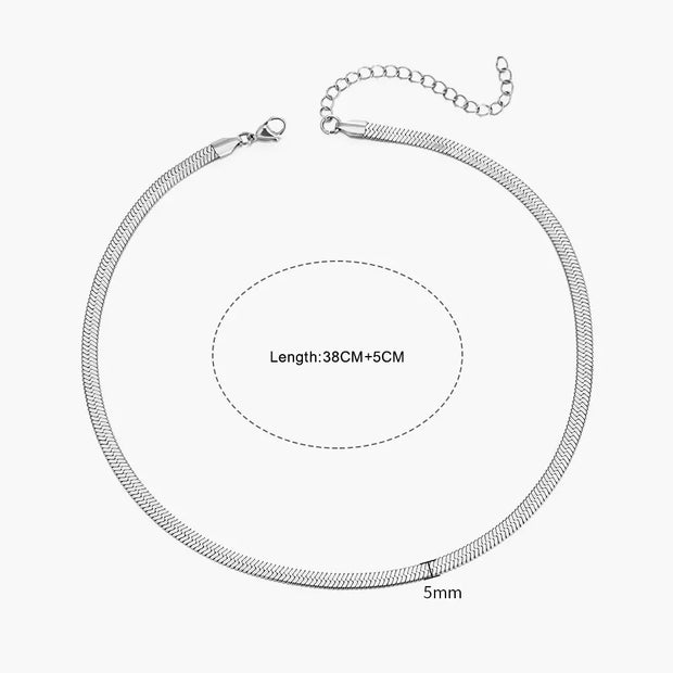Waterproof Stainless Steel Herringbone Chain Tarnish Free Jewelry 18K Gold Plated 2mm-5mm Herringbone Snake Chain for Men Women