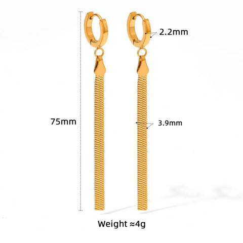 Unusual Earrings Trendy Jewelry Stainless Steel Snake Chain Long Tassel Drop Earrings