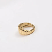 Waterproof 18K Gold Plated Stainless Steel Gradient Chunky Croissant Rings for Women Statement Rings Jewelry