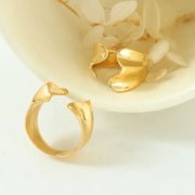 Trendy 18k Gold Plated Jewelry Gift Stainless Steel Geometric Index Finger Chunky Opening Rings For Women