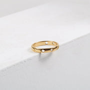 Waterproof&Tarnish Free Stainless Steel 18k Gold Rings Curved Hollow Star Finger Nail Ring for Women