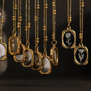 Wholesale PVD 18K Gold Plated Stainless Steel Non Tarnish Free Waterproof Jewelry 12 Month Birth Flower Pendant Necklace