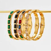 Wholesale Custom Stainless Steel Fashion Jewelry 18k Gold Plated Zircon Stone Classic Cuff Bracelet Bangle For Women