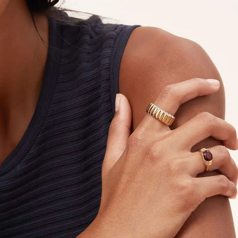 18K Gold Chunky Ring Engravable Stainless Steel Same Ring A Must Have Statement Ring Minimalist Wedding Band Jewelry