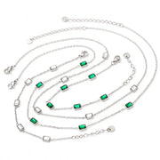Women's Jewelry Wholesale Custom 18k Gold Plated Stainless Steel Chain Link Green Aaa Cubic Zircon Stone Anklet
