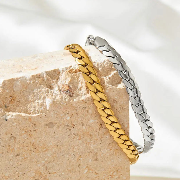 Water Proof Chunky Cuban Chain Bracelet Gold Plated Stainless Steel Chain Bracelets Women Tarnish Free Jewelry