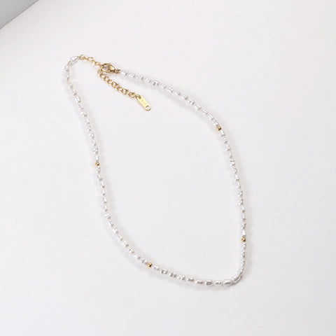 Trendy Jewelry 18K PVD Gold Plated Stainless Steel Pearl Chain Necklace Irregular Pearl Baroque Elegant Dinner Necklace