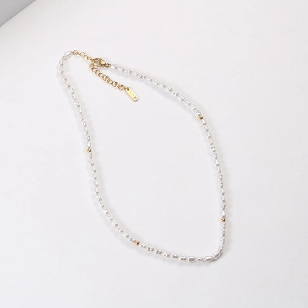 Trendy Jewelry 18K PVD Gold Plated Stainless Steel Pearl Chain Necklace Irregular Pearl Baroque Elegant Dinner Necklace