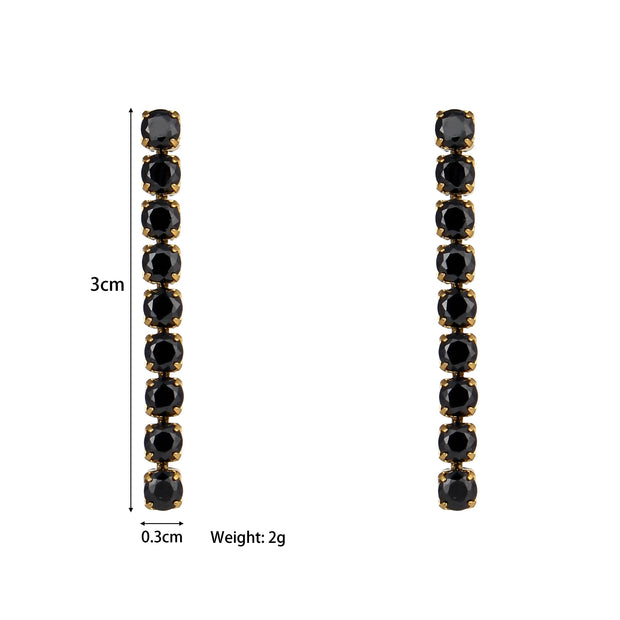 Zirconia Stud Earrings 18K Plated Zircon Stone Earring Stainless Steel Gold Chain Diamond Earrings