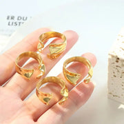 Trendy 18k Gold Plated Jewelry Gift Stainless Steel Geometric Index Finger Chunky Opening Rings For Women