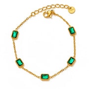 Women's Jewelry Wholesale Custom 18k Gold Plated Stainless Steel Chain Link Green Aaa Cubic Zircon Stone Anklet