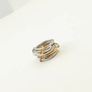 Waterproof 18K Plain Gold Individuality Double Circle Linked Rings Stainless Steel Multi Layer Interlocking Ring Jewelry