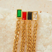 Trendy 18k Gold Plated Earring Colorful Zircon Drop Long Chain Tassels Stainless Steel Earrings For Women