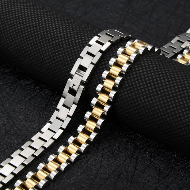 10mm*56cm Hip Hop Thick Gold Black Titanium Steel Statement Necklace Chunky Stainless Steel Link Chains Watch Band Necklace