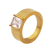 Waterproofjewelry 18k Gold Plated Cubic Zirconia Rings Waterproof And Tarnish Free For Women