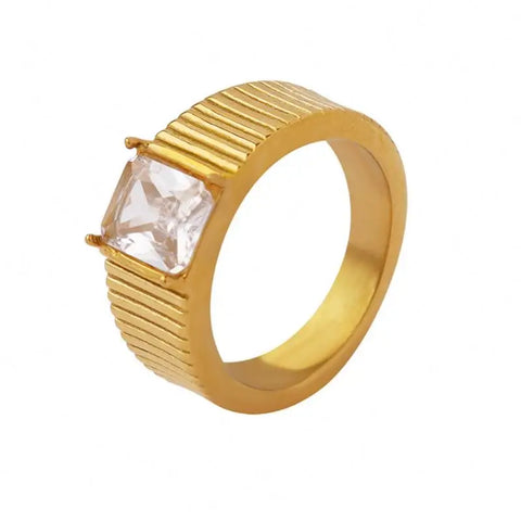 Waterproofjewelry 18k Gold Plated Cubic Zirconia Rings Waterproof And Tarnish Free For Women