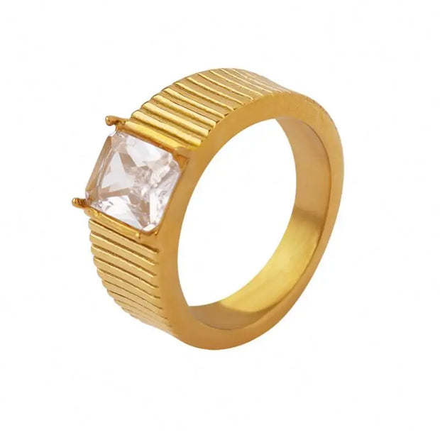 Waterproofjewelry 18k Gold Plated Cubic Zirconia Rings Waterproof And Tarnish Free For Women