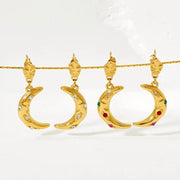Tiny Crescent Lady Gift Moon Stud Earrings Gold Stainless Steel Boho Jewelry Cubic Shiny Zircon Earrings