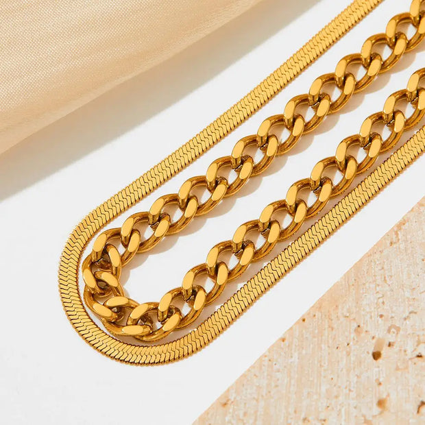 Wholesale Custom Pvd 18k Gold Plated Stainless Steel Fine Jewelry Snake Cuba Chain Bracelet Women