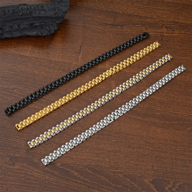 10mm*56cm Hip Hop Thick Gold Black Titanium Steel Statement Necklace Chunky Stainless Steel Link Chains Watch Band Necklace