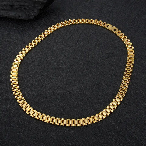 10mm*56cm Hip Hop Thick Gold Black Titanium Steel Statement Necklace Chunky Stainless Steel Link Chains Watch Band Necklace