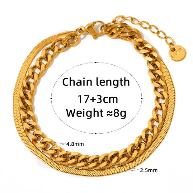 Wholesale Custom Pvd 18k Gold Plated Stainless Steel Fine Jewelry Snake Cuba Chain Bracelet Women
