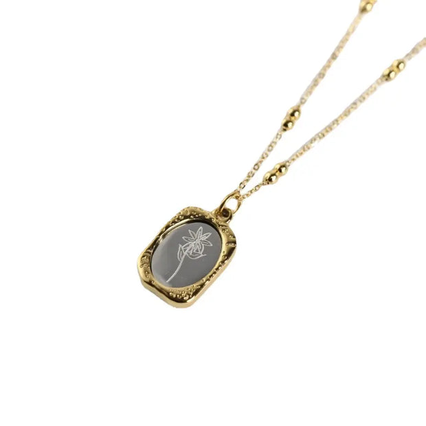 Wholesale PVD 18K Gold Plated Stainless Steel Non Tarnish Free Waterproof Jewelry 12 Month Birth Flower Pendant Necklace