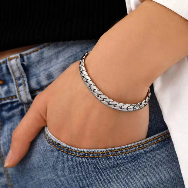 Water Proof Chunky Cuban Chain Bracelet Gold Plated Stainless Steel Chain Bracelets Women Tarnish Free Jewelry